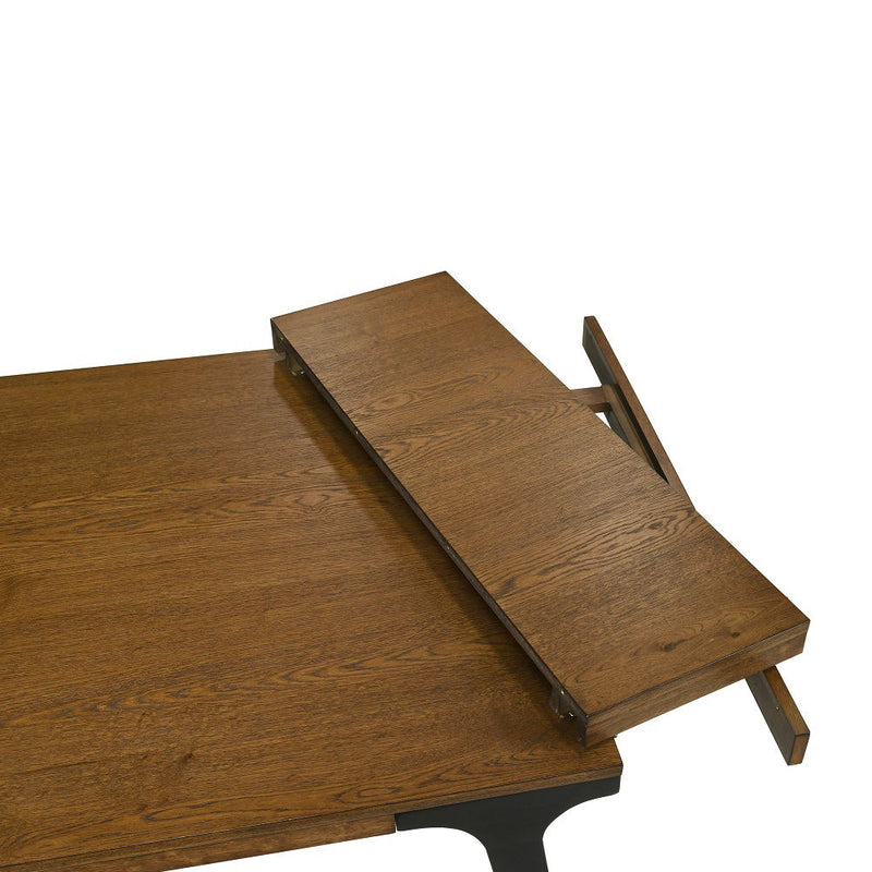 Hillary - Dining Table With 2 Leaves - Walnut & Black