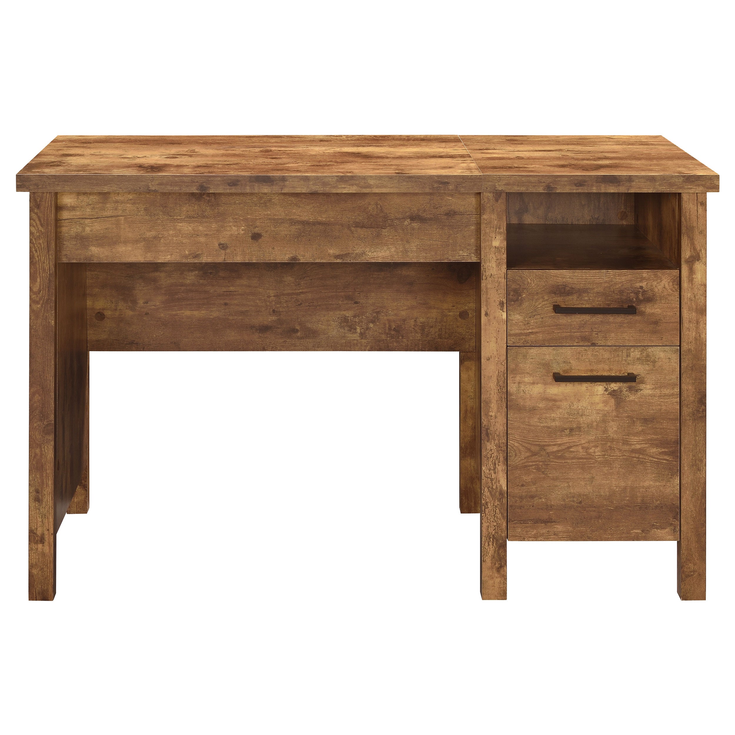 Delwin 47-inch 2-drawer Lift Top Computer Desk Rustic Nutmeg — view 5