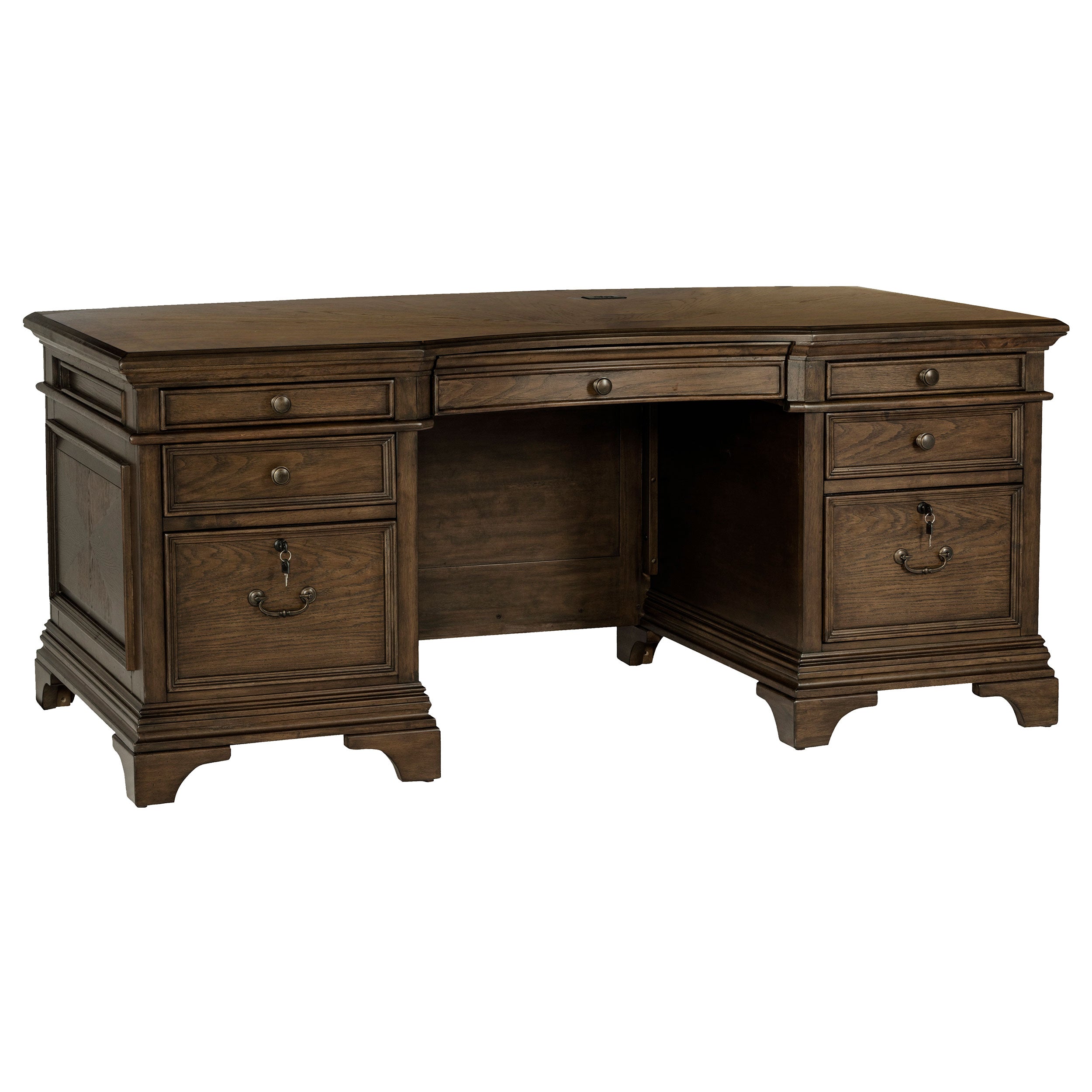 Hartshill 72-inch 7-drawer Executive Desk Burnished Oak — view 1