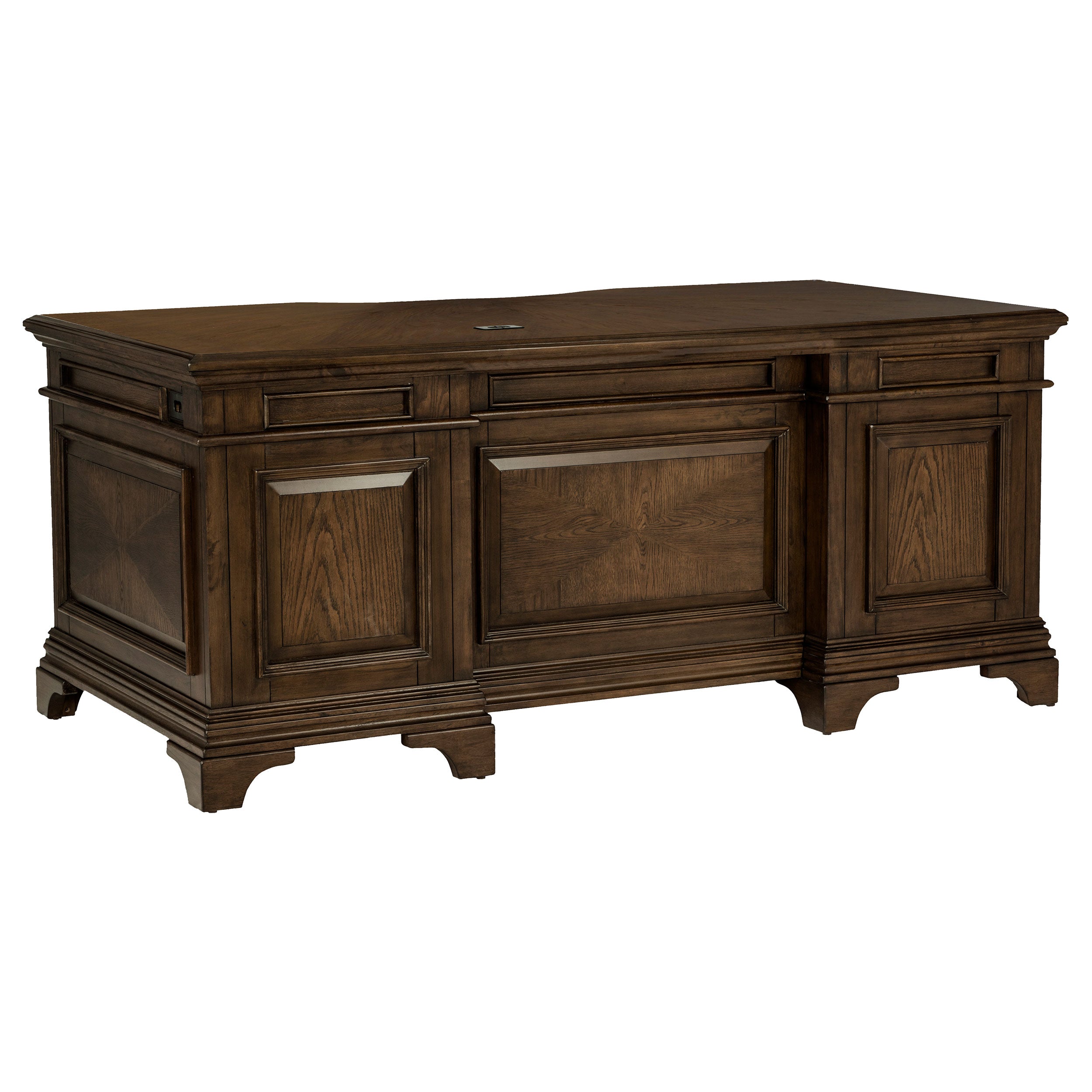 Hartshill 72-inch 7-drawer Executive Desk Burnished Oak — view 6