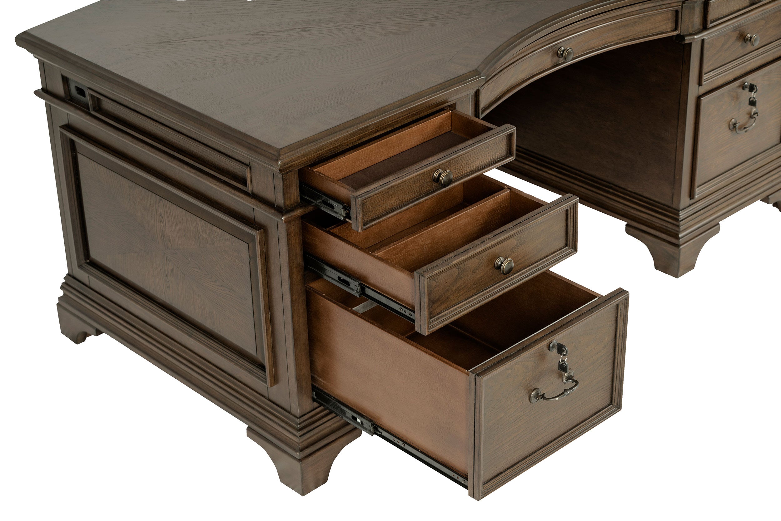 Hartshill 72-inch 7-drawer Executive Desk Burnished Oak — view 11