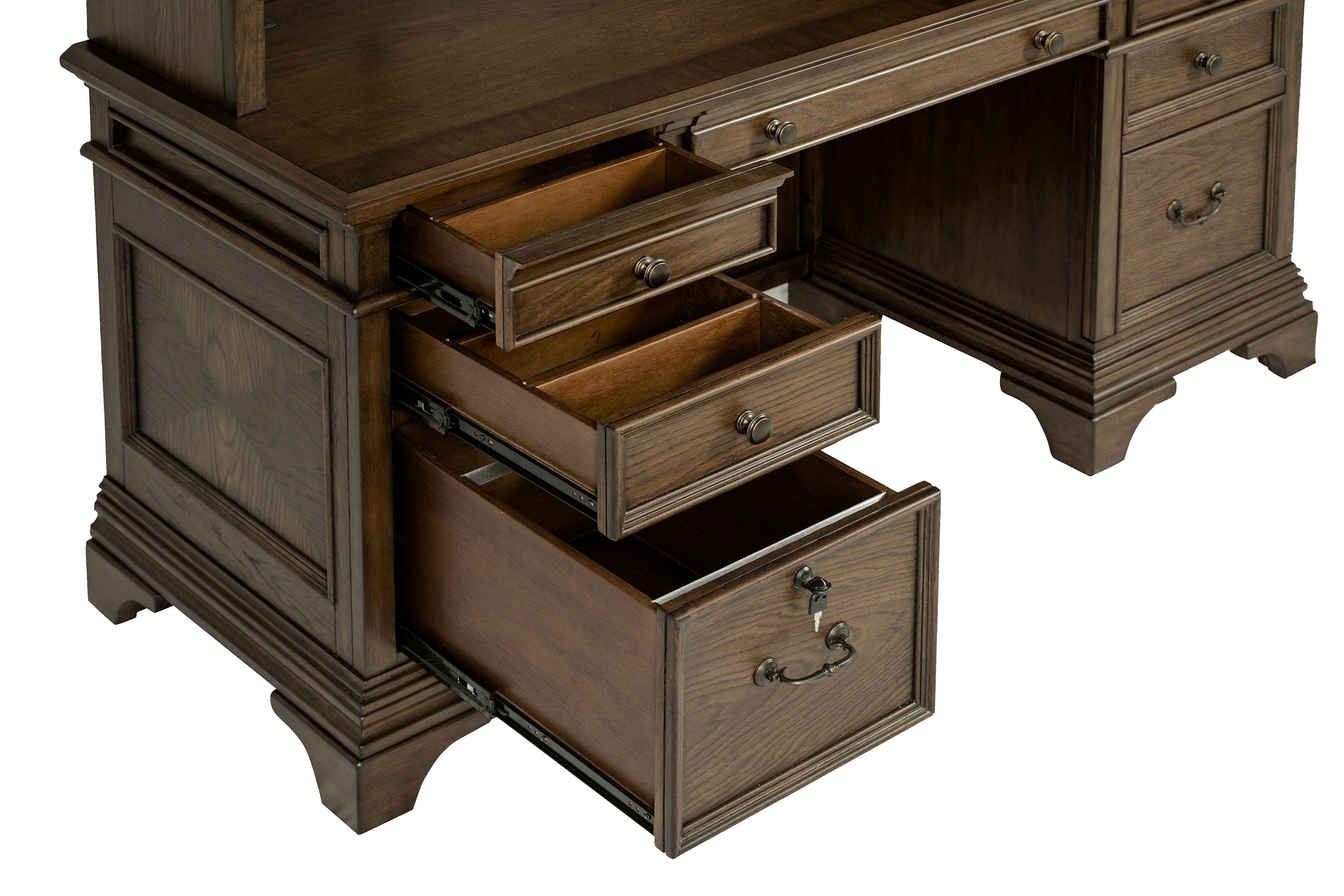 Hartshill 66-inch 5-drawer Credenza Office Desk Burnish Oak — view 12