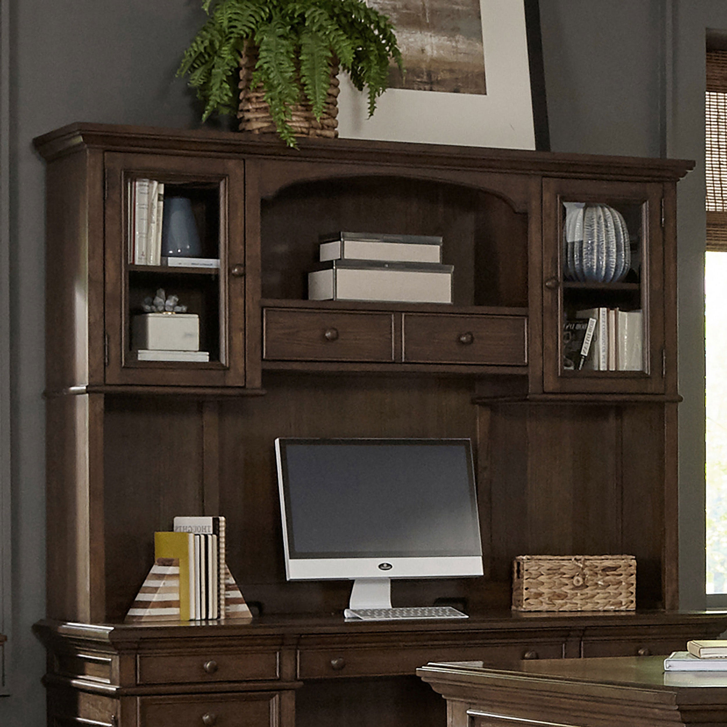 Hartshill 2-door Hutch with Shelves Burnished Oak — view 2