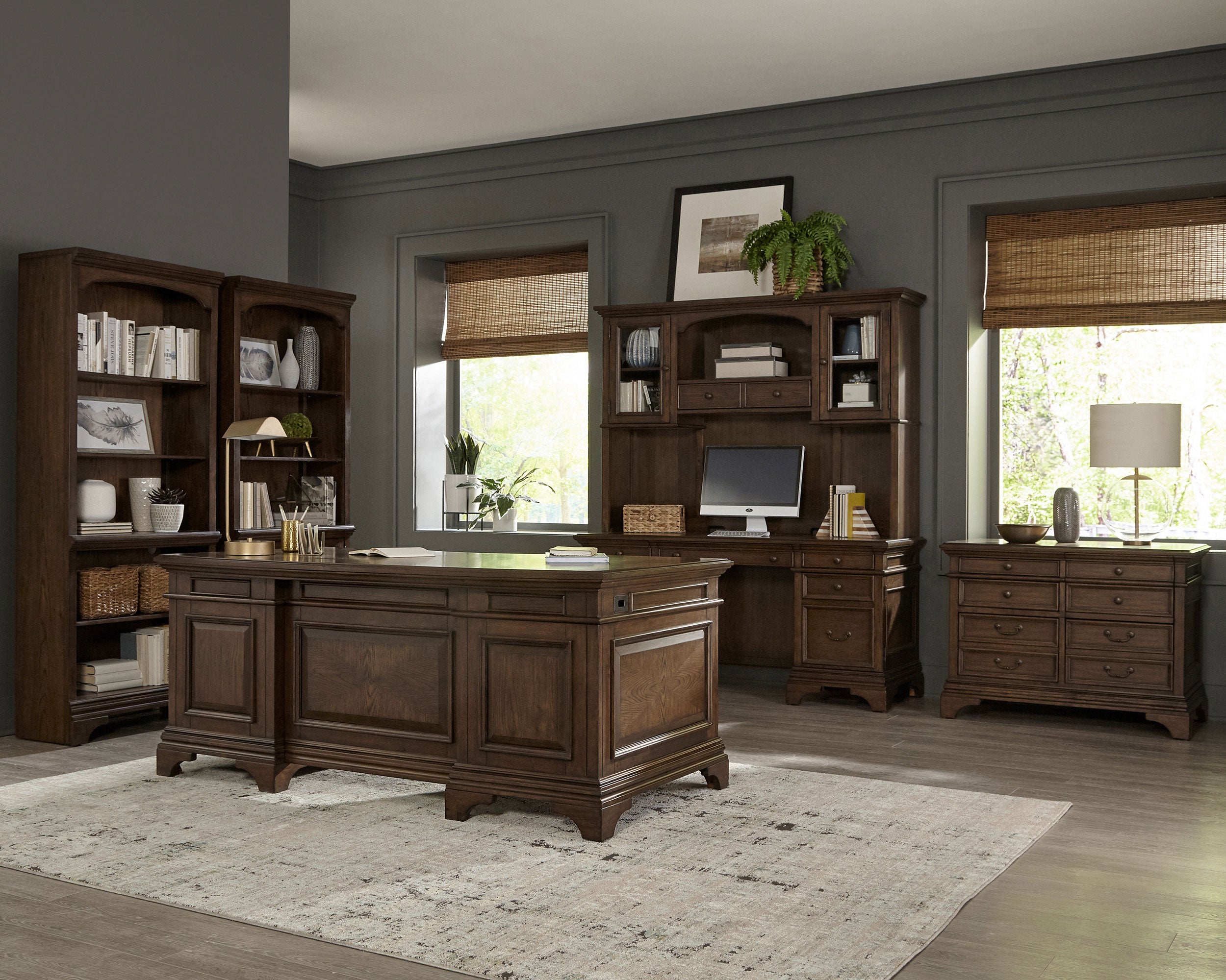 Hartshill 2-door Hutch with Shelves Burnished Oak — view 10