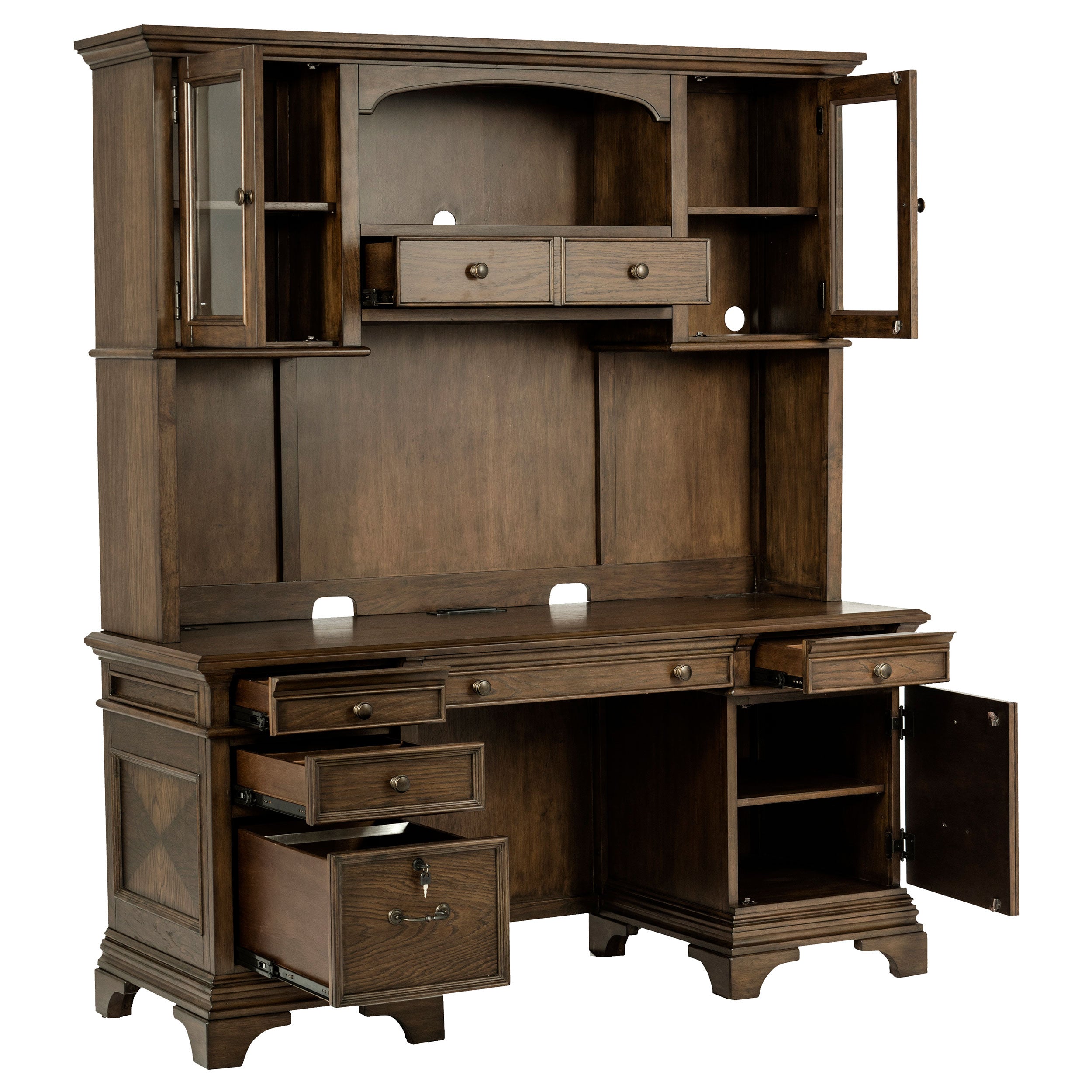 Hartshill 66-inch 5-drawer Credenza with Hutch Burnished Oak — view 3
