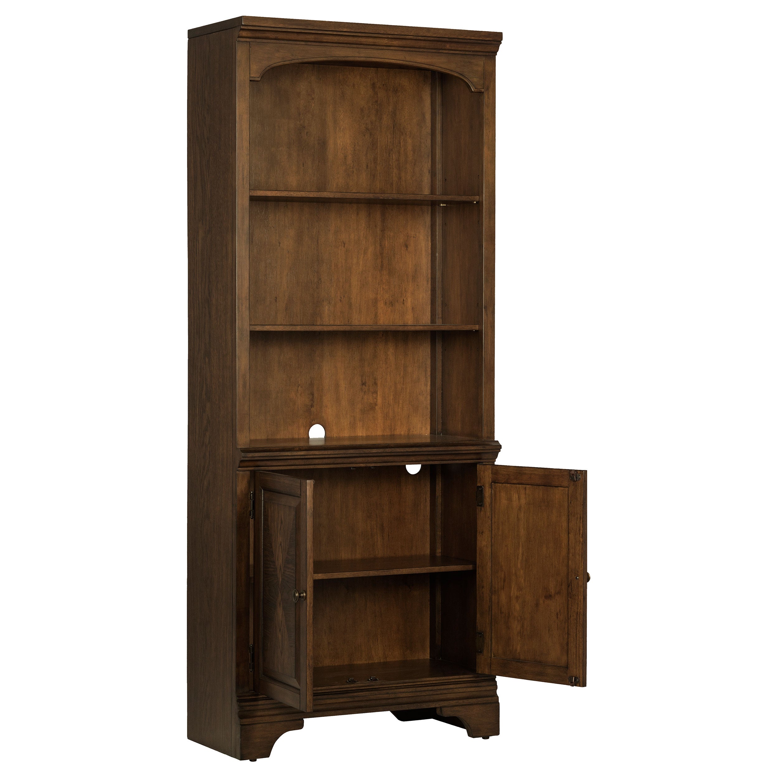 Hartshill 78-inch 3-shelf Cabinet Bookcase Burnished Oak — view 3