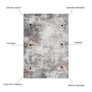 Toucan - 5' X 7' Washable Non - Slip Area Rug - Ivory / Dark Gray