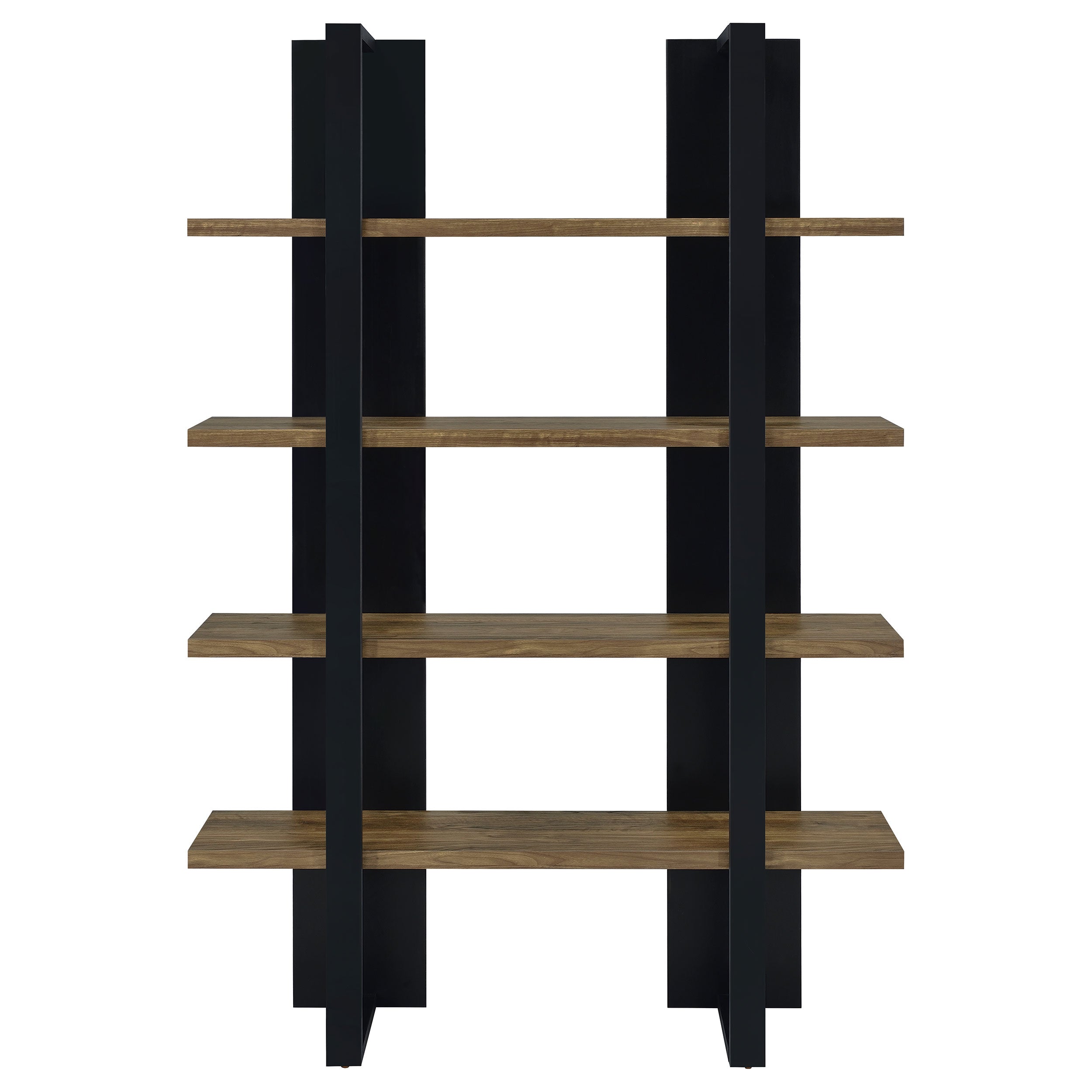 Danbrook 71-inch 4-shelf Bookshelf Black and Aged Walnut — view 3