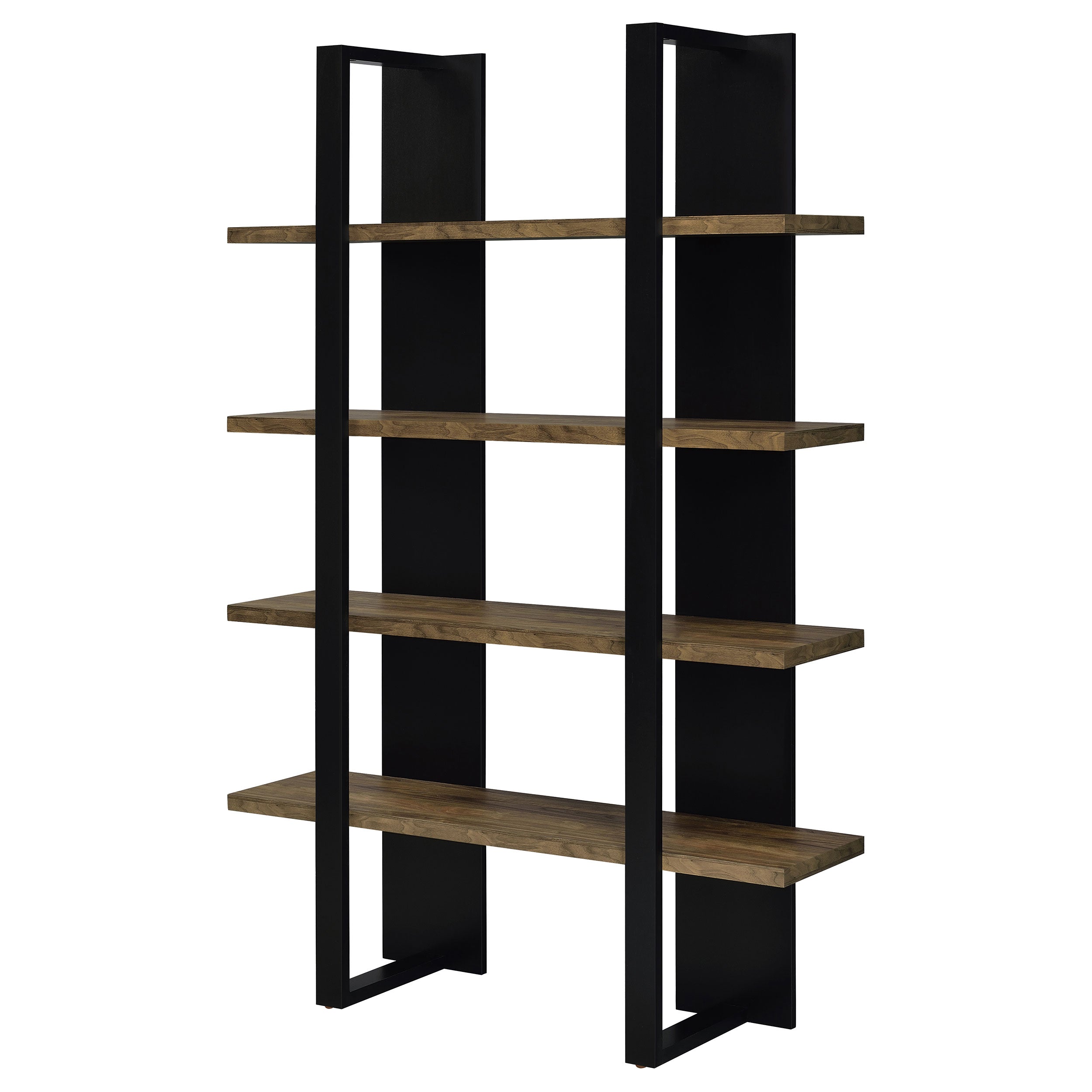 Danbrook 71-inch 4-shelf Bookshelf Black and Aged Walnut — view 4