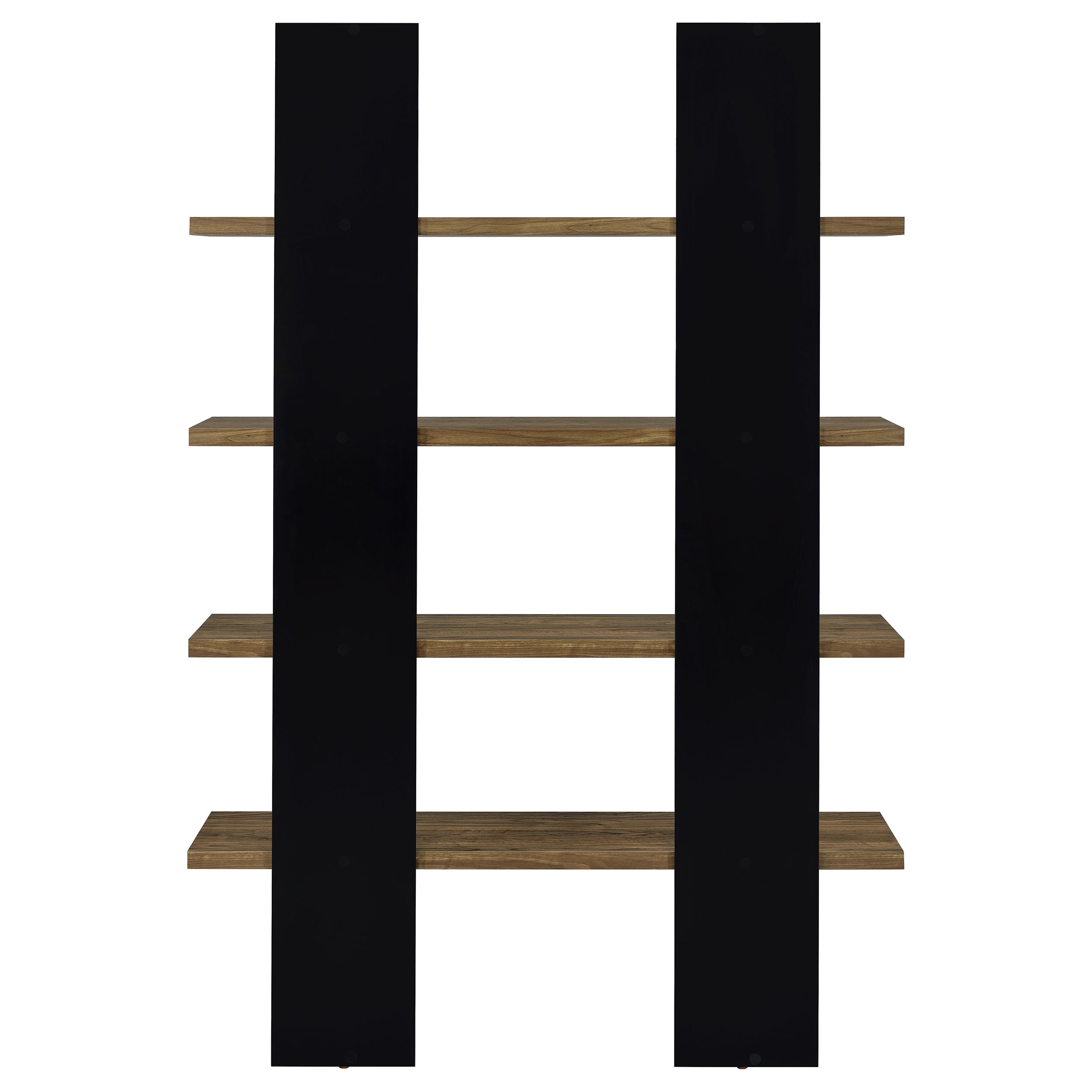 Danbrook 71-inch 4-shelf Bookshelf Black and Aged Walnut — view 7