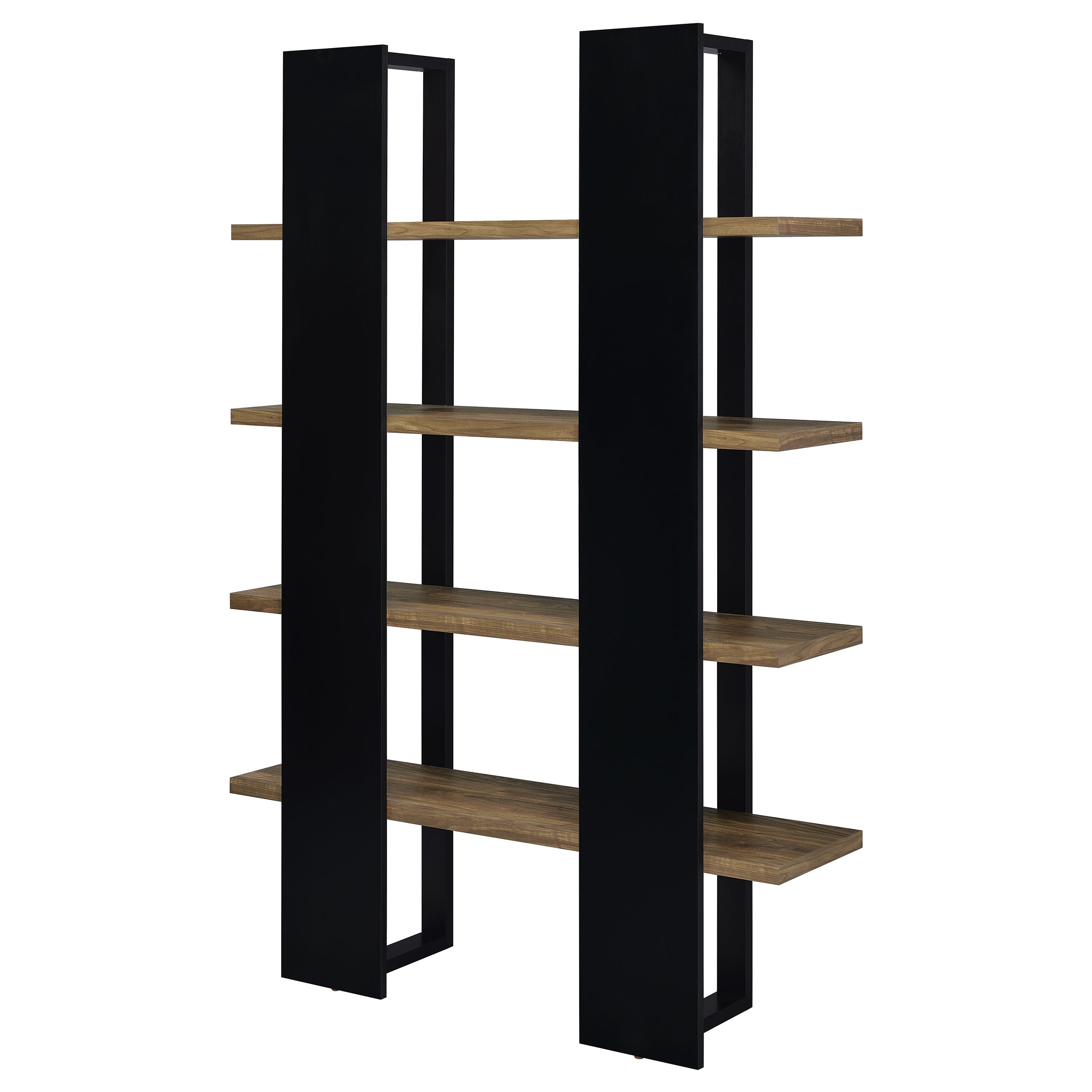 Danbrook 71-inch 4-shelf Bookshelf Black and Aged Walnut — view 8