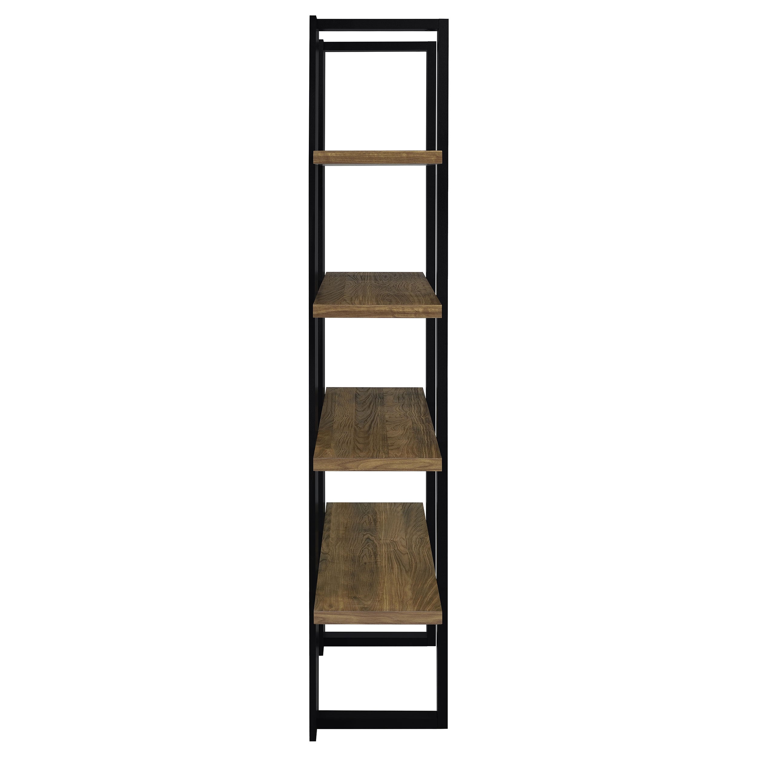Danbrook 71-inch 4-shelf Bookshelf Black and Aged Walnut — view 9
