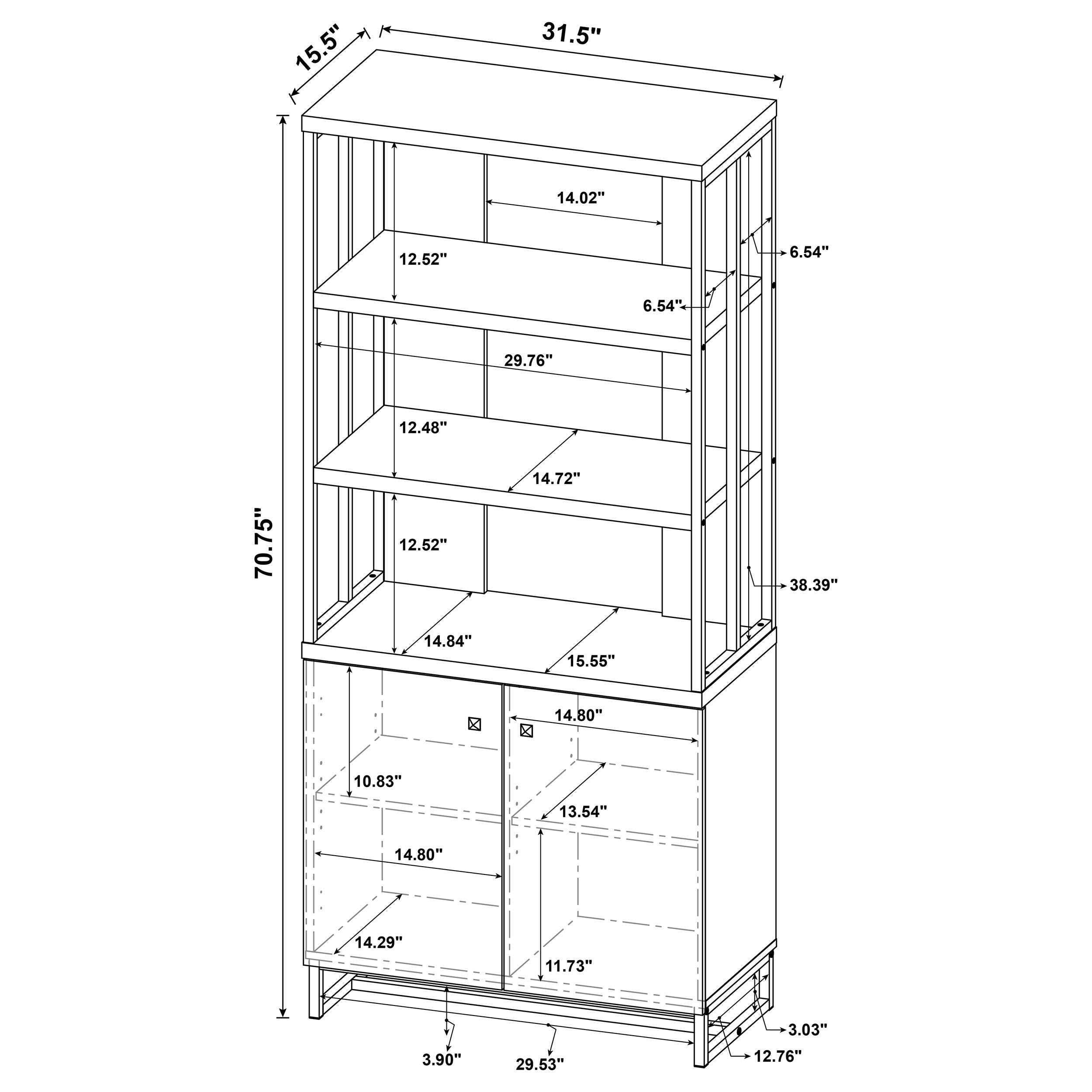 Millbrook 71-inch 2-door Storage Bookshelf Rustic Oak — view 7