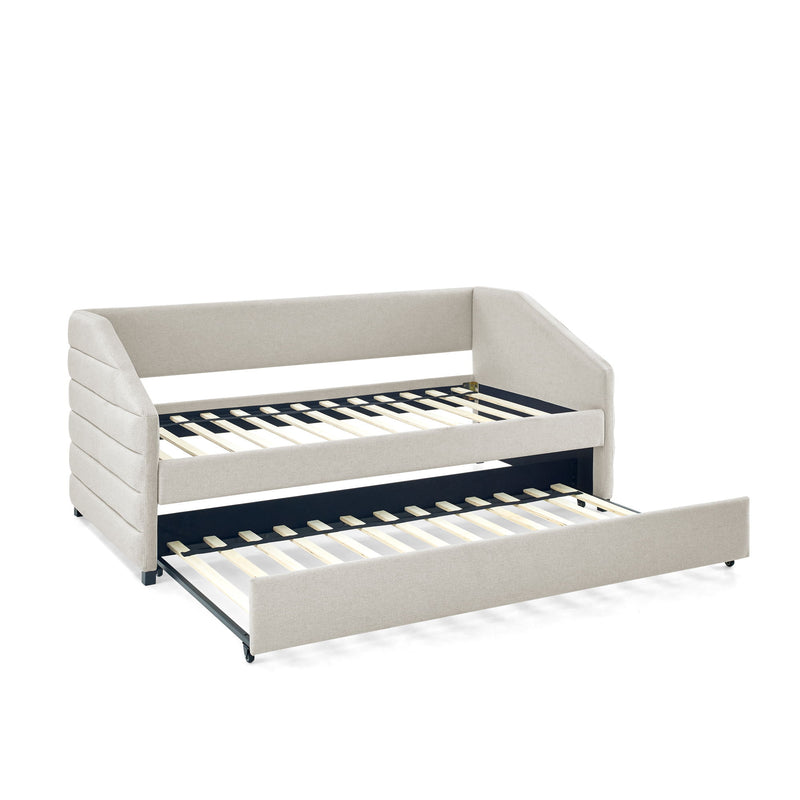 Elegant Daybed With Trundle Upholstered Tufted Sofa Bed