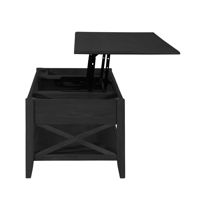 Decatur - Farmhouse Lift Top Coffee Table With Storage - Black / Ash