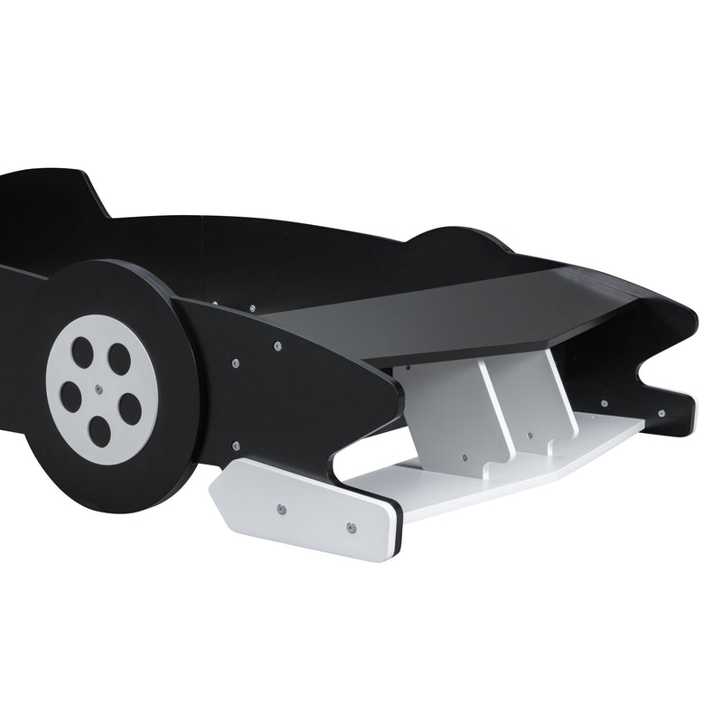 Twin Size Race Car-Shaped Platform Bed With Wheels