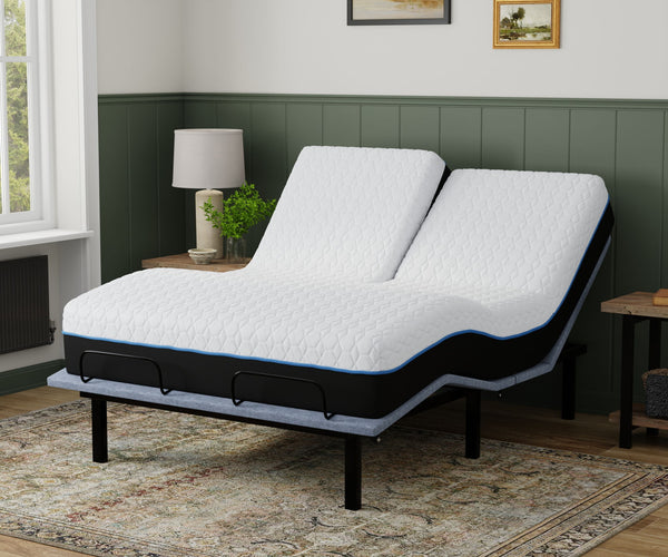 Copper Lux - 12" Split Top King Soft Memory Foam Mattress With Phase Change Cooling Fabric - White / Gray