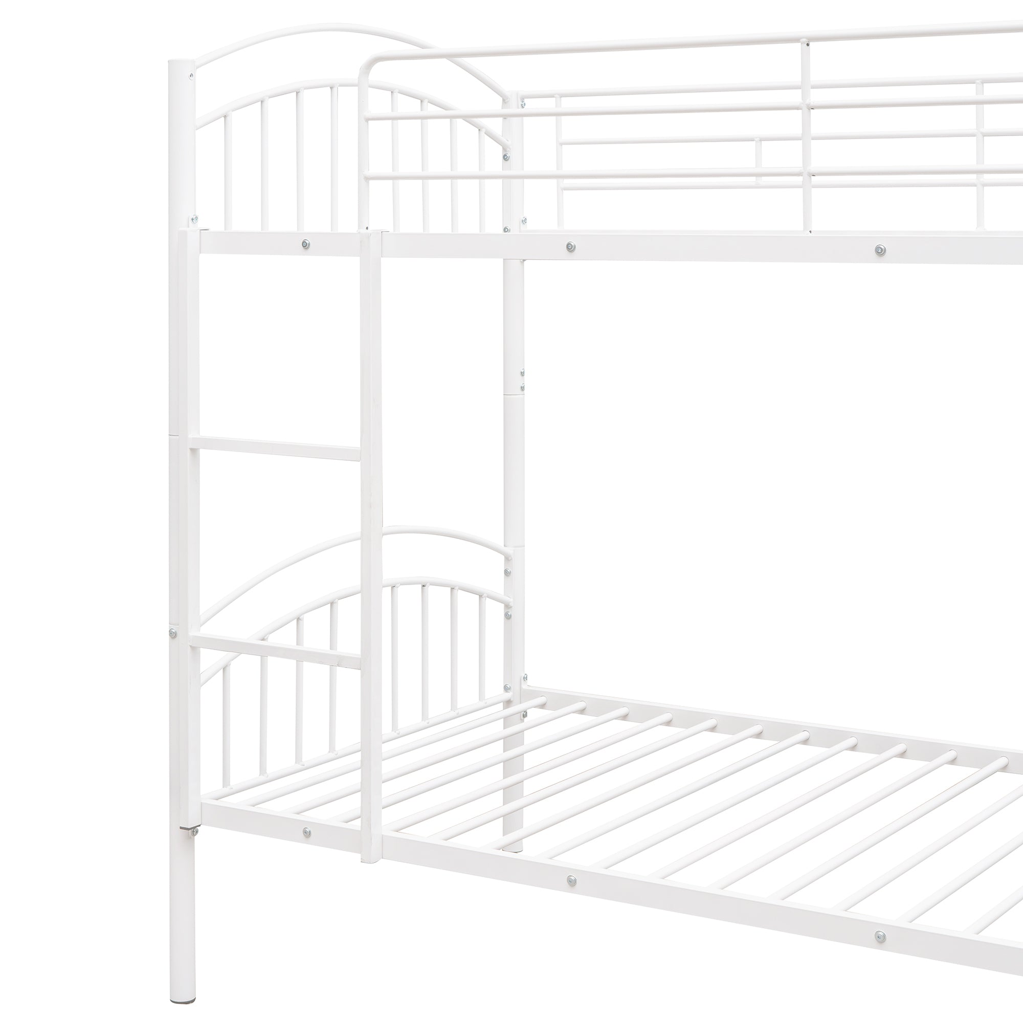 Twin Over Twin Metal Bunk Bed,Divided into Two Beds(White){OLD SKU:MF280424AAK} - Atlantic Fine Furniture Melbourne FL