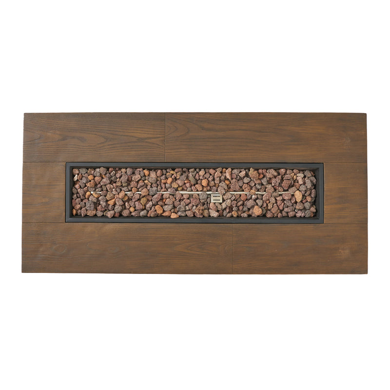 Transitional Rectangular Outdoor Propane Fire Pit With 50,000 Btu