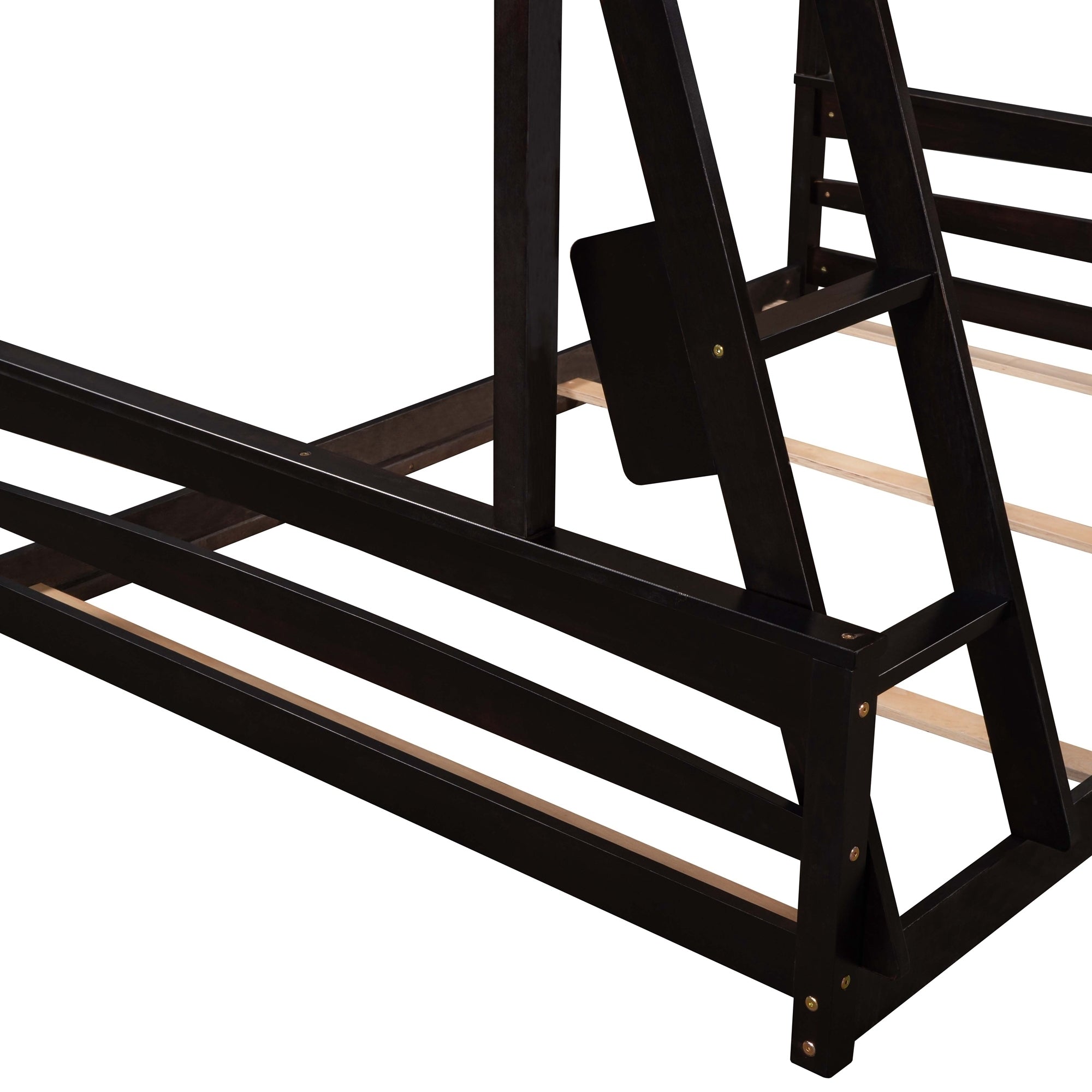 Twin over Full Bunk Bed with Twin Size Loft Bed with Desk and Slide,Full-Length Guardrail, Espresso - Atlantic Fine Furniture Melbourne FL
