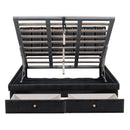 Full Size Upholstered Bed with Hydraulic Storage System and Drawer, Black