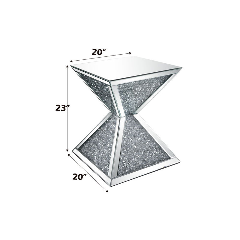 Noralie - End Table With Faux Diamonds - Mirrored