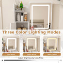 3 Color LED Vanity Mirror With Stool, 2 Drawers & 5 Storage Cabinets, Adjustable Lighting - White