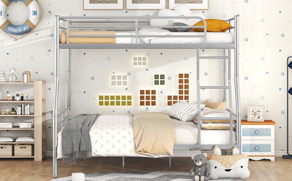 Full XL Over Queen Metal Bunk Bed, Sliver - Atlantic Fine Furniture Melbourne FL