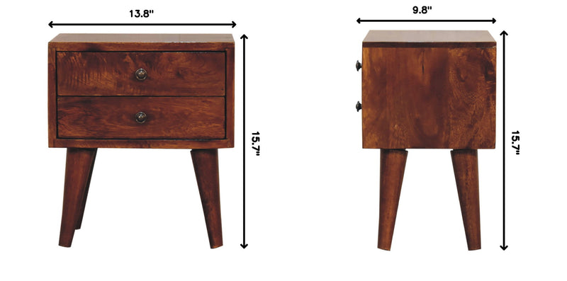 Mini Modern Bedside Table - Chestnut