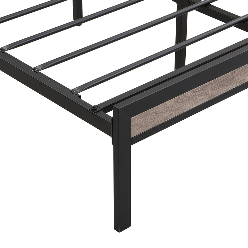 Modern Platform Bed Frame With Upholstered Storage Headboard, USB Ports
