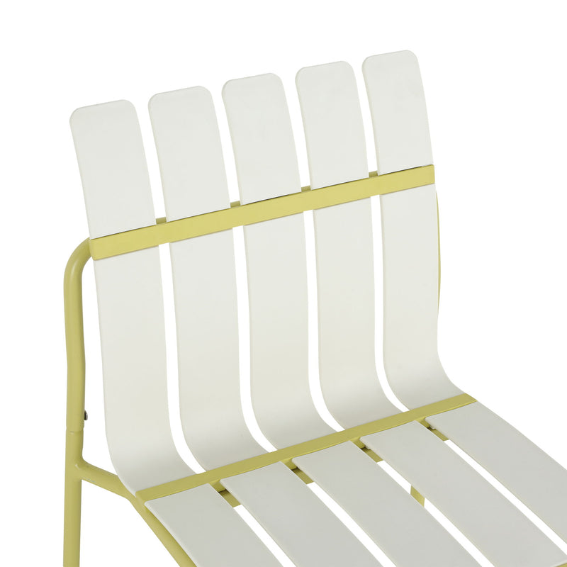 4 Piece Set Of Modern Color Block Designed Single Chairs, UV Resistant And Rust Proof - Grain Yellow / White