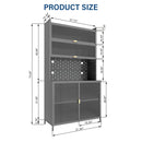 Tall Kitchen Pantry Cabinet With Flip Doors And Pegboard, Anti Tip Steel Storage Hutch