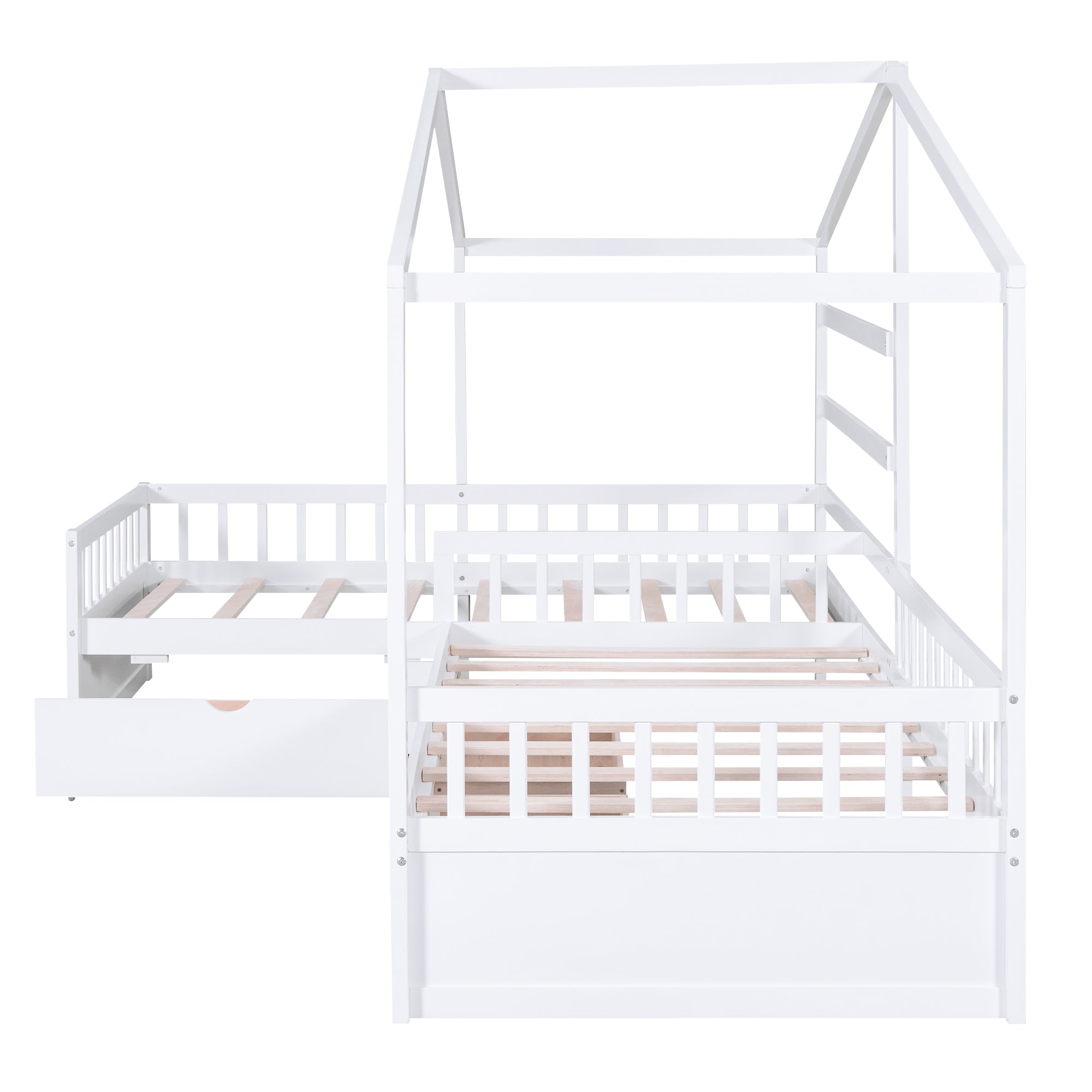 Twin Size House Platform Bed with Three Storage Drawers,White - Atlantic Fine Furniture Melbourne FL