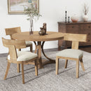 Contemporary Fabric Upholstered Side Dining Chairs Set With Curved Back