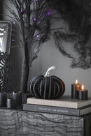 Stripe Pumpkin Decor, For Holiday Halloween Decoration - Black / White