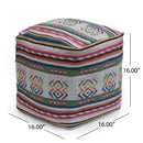 Inca - Handcrafted Peruvian Print Square Pouf Ottoman - Multicolor