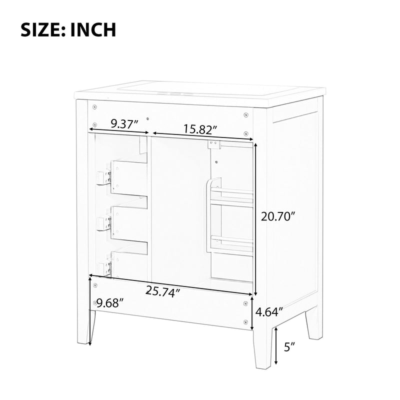 30" Bathroom Vanity Without Sink, Cabinet Base Only, Bathroom Cabinet With Drawers - Green