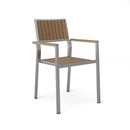 Stylish Modern Faux Wood & Aluminum Outdoor Dining Chairs, (Set of 2) - Natural