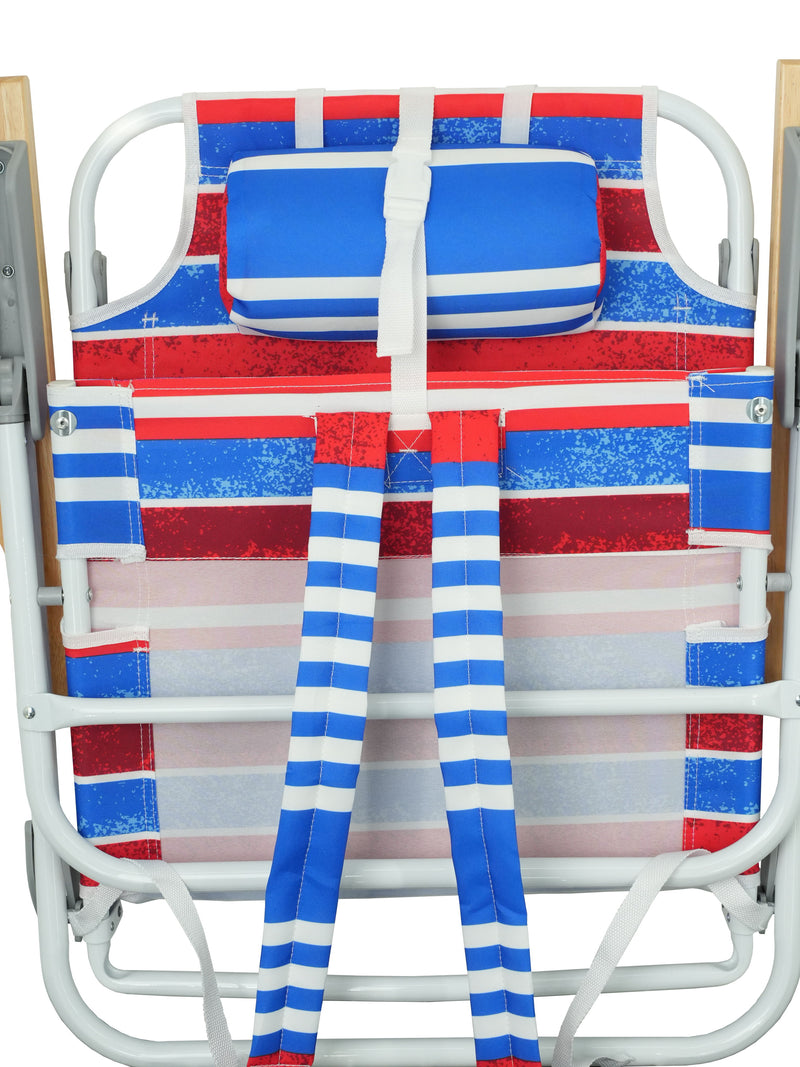 Backpack Beach Chair For Adults, Beach Towel, 5 Position Chair With Pouch Folding Lightweight Positions Back Pack, 1 Piece - Blue And White Stripes