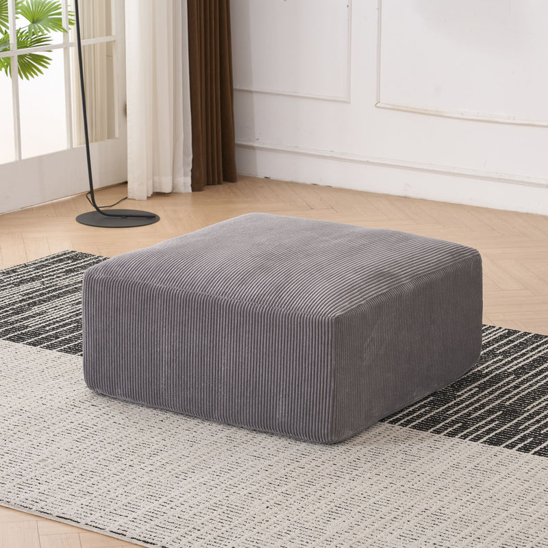 Modular Sectional Sofa With Ottoman, USB And Type C Charger, Petal Armrest Design