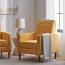Mid - Century Modern Recliner With Button Tufted Waffle Stitch - Yellow