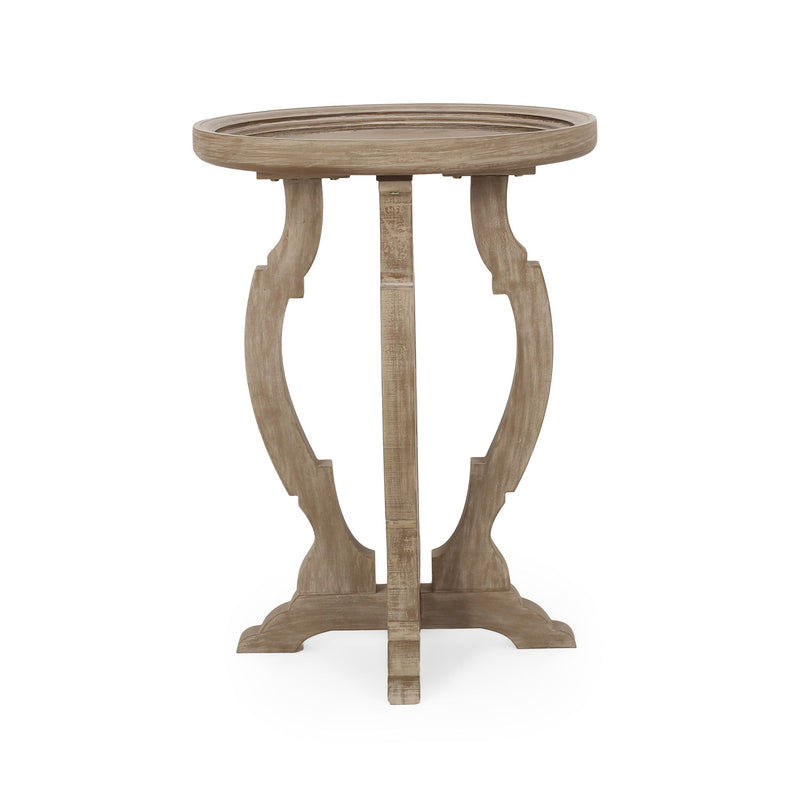 French Country Style Accent Table With Hourglass Design