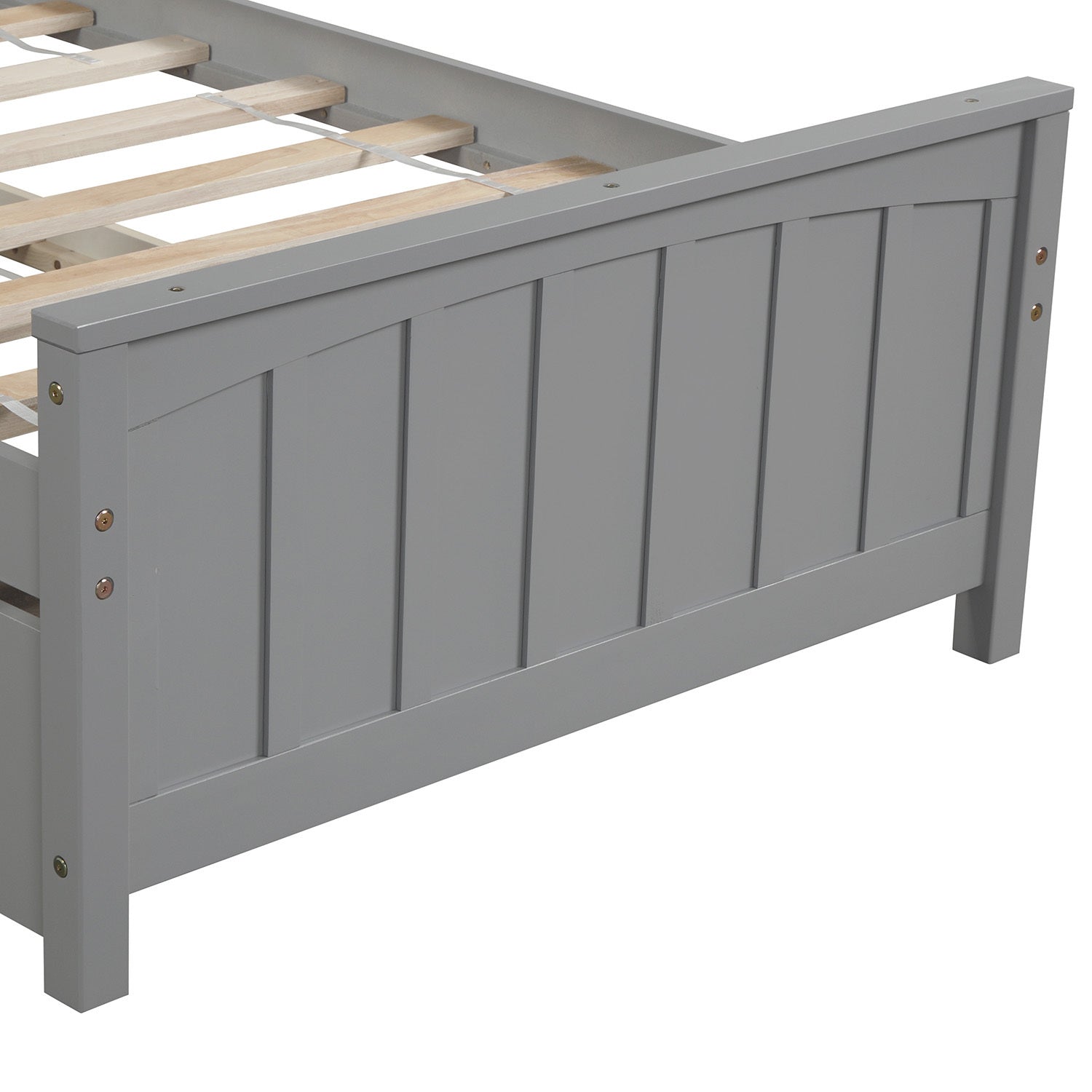 Twin size Platform Bed with Trundle, Gray