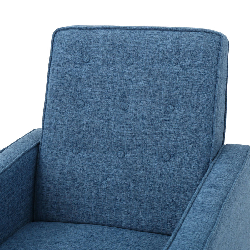 Mid-Century Modern Recliner With Button Tufted Waffle Stitch