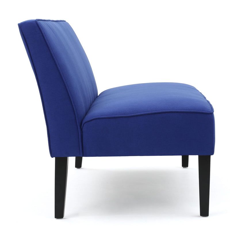 Contemporary Loveseat With Upholstered Fabric And Birch Wood Legs