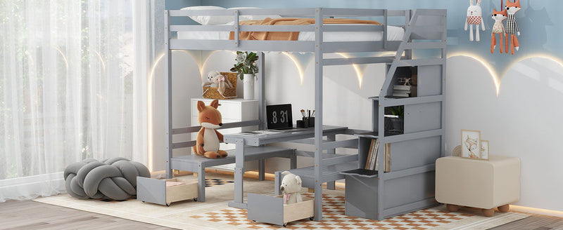 Bunk With Staircase, The Down Bed Can Be Convertible To Seats And Table Set