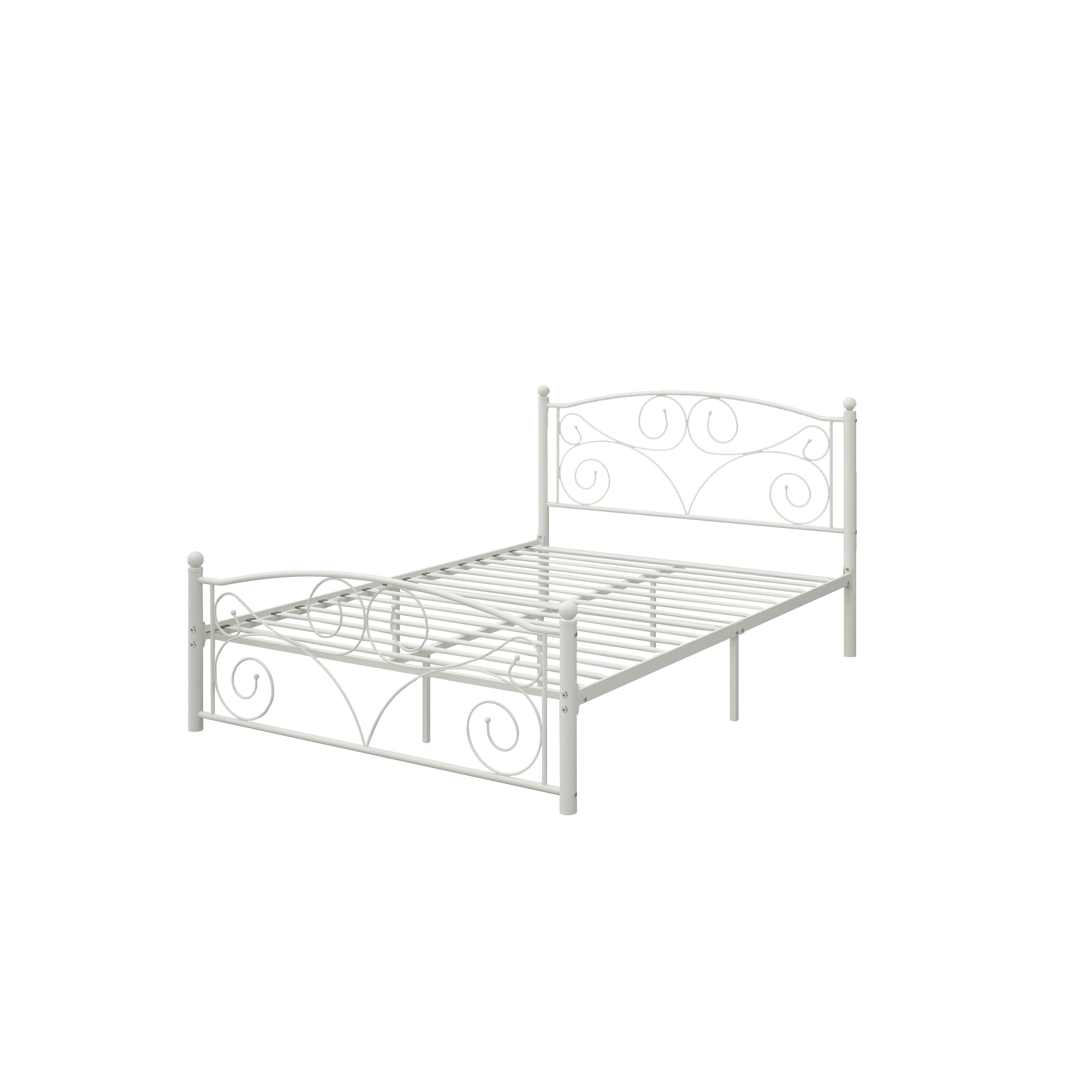 Queen  Size Unique Flower Sturdy System Metal Bed Frame with Headboard and Footboard
