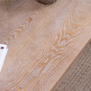 Rustic Carved Wood Coffee Table, Handcrafted Look With Ornate Side Panels