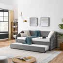 Elegant Daybed With Trundle Upholstered Tufted Sofa Bed