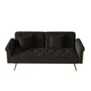 Luxurious Velvet Sofa Bed With Nail Head Trim And Matching Pillow